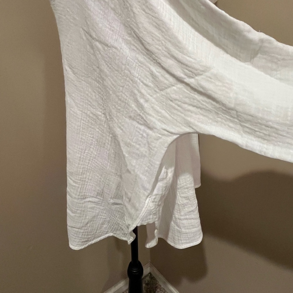 NWT P. Cill Oversized Gauze White Hooded V Neck Top, size M - Picture 6 of 10